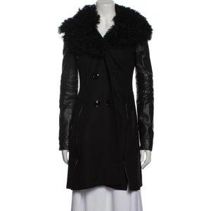 Bod & Christensen Black Wool Faux Fur Designer Coat